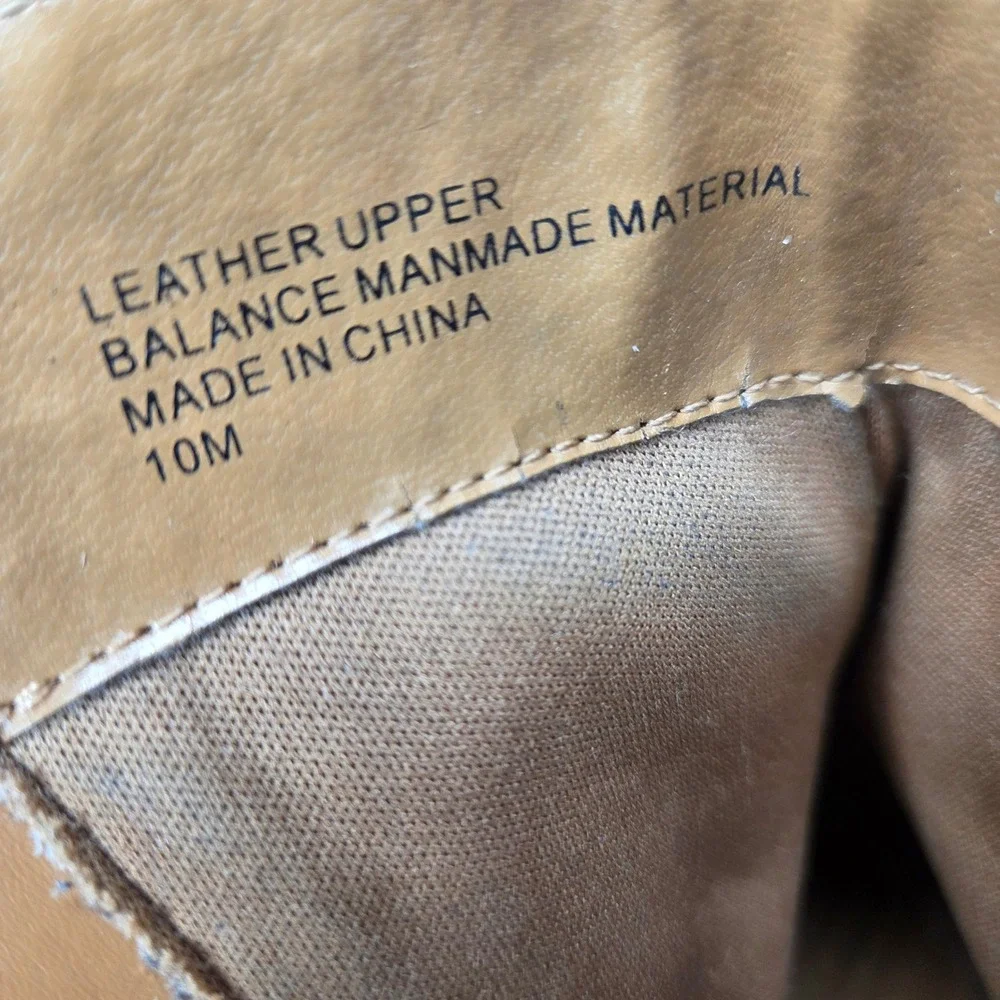 Coldwater Creek Tan Leather Square Toe Ankle Boots‎ Western Piping 10M